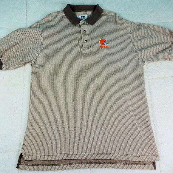 NFL Cleveland Browns Tan/Brown Polo Shirt Large - Picture 1 of 6